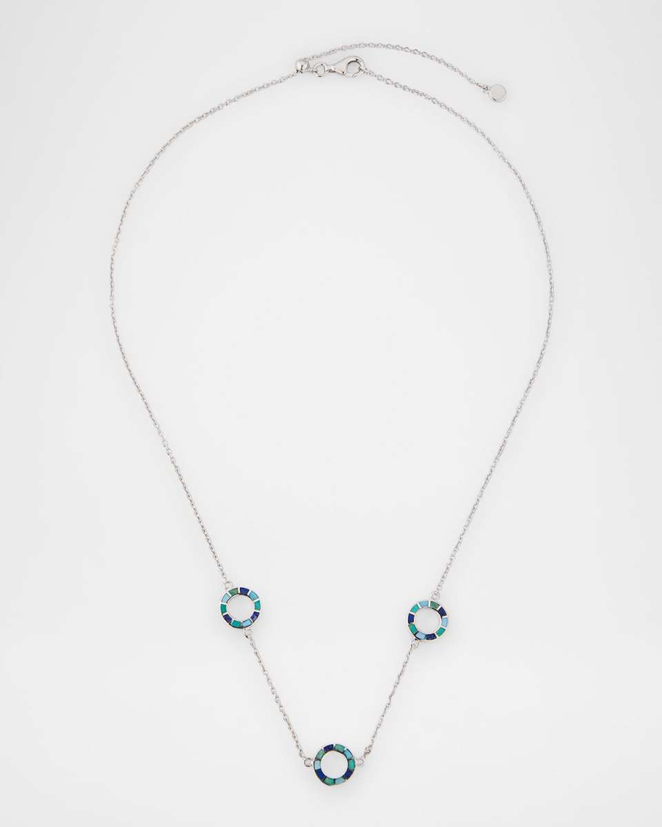 Lapis, Blue MOP and Turquoise Dash Circle Triple Station Necklace